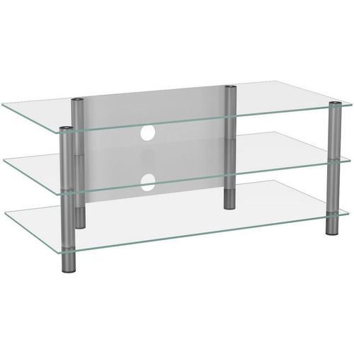 Mid.you Phonotisch , Klar, Silber , Metall, Glas , rechteckig , 110x45x42 cm , Kabelkanal , Kinder- & Jugendzimmer, Jugendmöbel, Phonomöbel