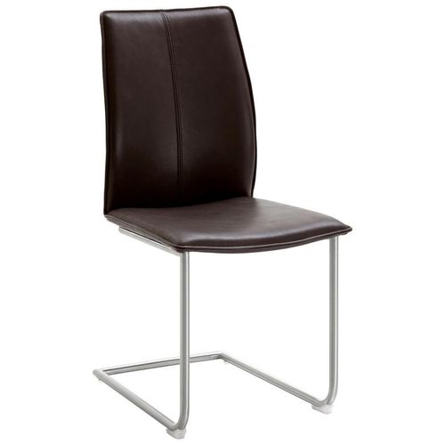 Dieter Knoll Schwingstuhl , Edelstahl, Dunkelbraun , Metall, Leder , Echtleder , Anilinleder, Vintage-Leder , Rundrohr , 46x93x56 cm , Beinauswahl,