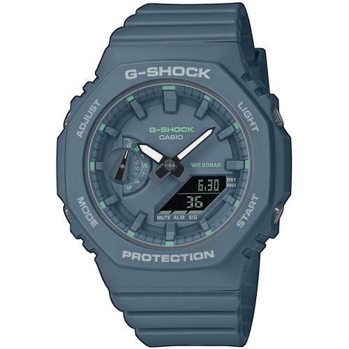 Chronograph CASIO G-SHOCK, blau (petrol), Armbanduhren, Damen, Quarzuhr, Armbanduhr, Damen, Herren, digital, bis 20 bar wasserdicht