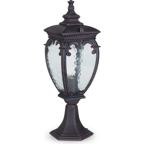 Sockelleuchte Aluminium Glas E27 IP44 48,5 cm in Bronze antik Rustikal Stehleuchte außen