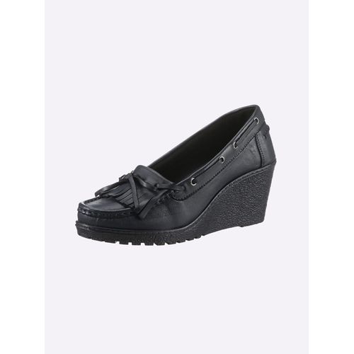 Pumps HEINE, Damen, Gr. 38, blau (marine), Glattleder, Leder, Rindsleder, Schuhe