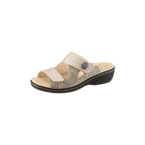 Pantolette BELVIDA, Damen, Gr. 38, grau (taupe, bedruckt), Glattleder, Nubukleder, Schuhe