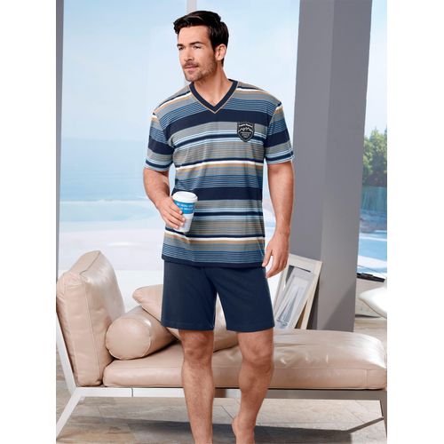 Schlafanzug KINGS CLUB, Herren, Gr. 48/50, blau (marine, blau), 100% Baumwolle, Kurzarm, Homewear-Sets