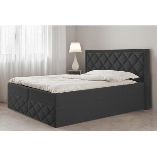 Bett Boxspringbett DORI 3 TOPPER VISCO mit Bettkästen - Doppelbett, Stauraum, Schlafzimmer, Bettgestell (140x200, Schwarz - ITAKA 15)