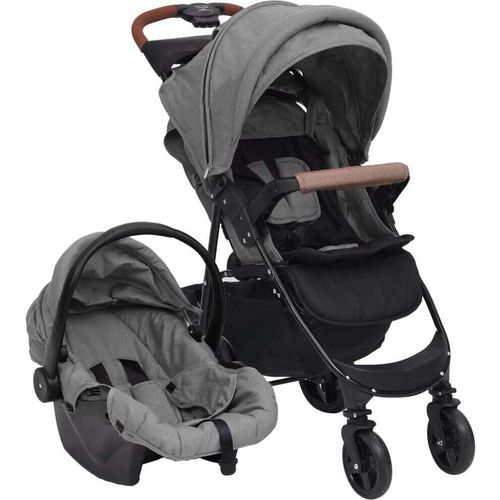 3-in-1 Kinderwagen Hellgrau Stahl