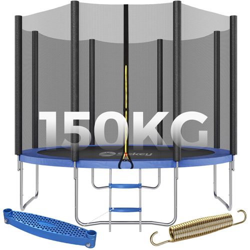 Sekey 366 cm Gartentrampolin mit Sicherheitsnetz und Leiter, Kindertrampolin für Jump Fitness Outdoor Trampolin, Blau