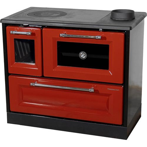 Kaminofen mit Backfach und Herdplatte 4012 Rot Holzofen 8 kW Holz Ofen Mehrfachbelegung Kamin Heizofen Küchenherd