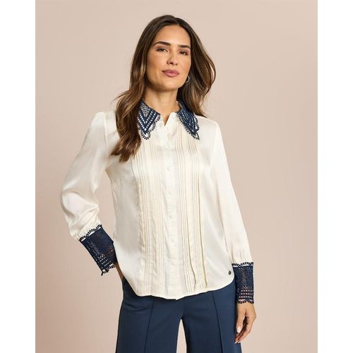 Bluse mit Spitzenbesatz