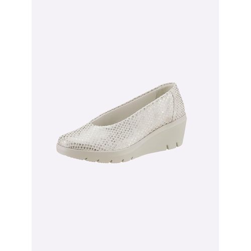 Slipper SUAVE, Damen, Gr. 39, beige (champagner, bedruckt), Leder, sportlich, Schuhe