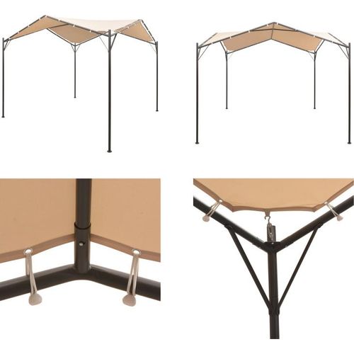 vidaXL Pavillon Partyzelt Überdachung 4x4 m Stahl Beige - Pavillon - Pavillons - Vordach - Vordächer