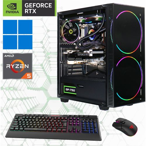 GAMEMAX Gaming-PC Black Hole 7329 Ryzen 5 5500 Wasserkühlung 32GB RAM 2TB Gen4 SSD RTX 4060 Windows 11