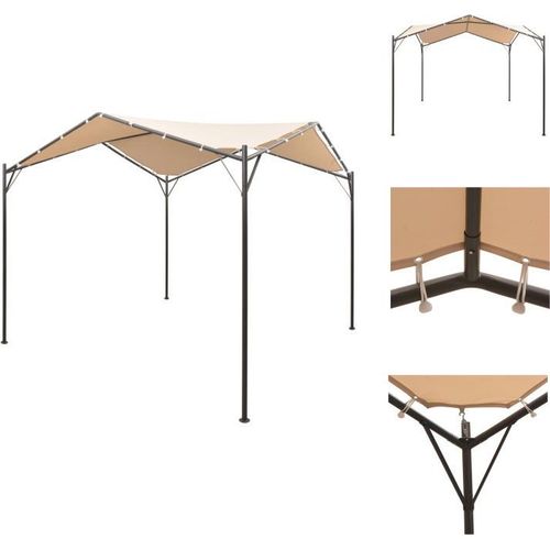 vidaXL Pavillon Partyzelt Überdachung 4x4 m Stahl Beige - Pavillons & Partyzelte