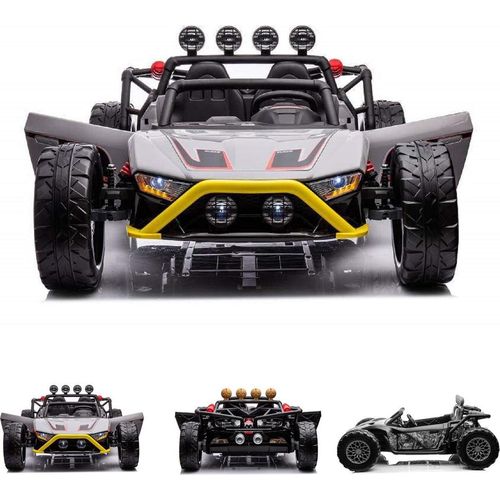ES-Toys Kinder Elektroauto Buggy 168 Zweisitzer EVA-Reifen 2 Motoren bis 12 km/h grau