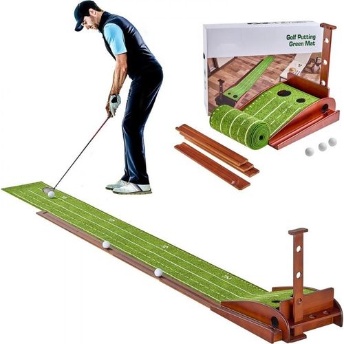 Golf Puttingmatte - Golf Trainingsmatte mit 2 Löchern - Putting Green für effektives Golftraining - Indoor Golf Zubehör