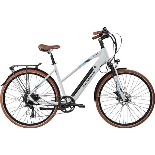 Schiano Voke Pedelec 28 Zoll Trekking E Bike Damen oder Herren 160-170 cm Trekkingrad 8 Gang 418 Wh Elektro Fahrrad weiß