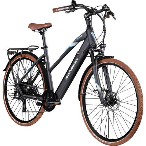 Schiano Voke Pedelec 28 Zoll Trekking E Bike Damen oder Herren 160-170 cm Trekkingrad 8 Gang 418 Wh Elektro Fahrrad grau