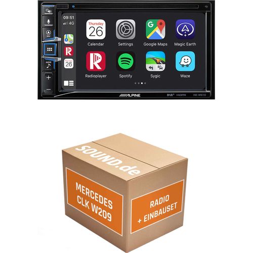 Autoradio Einbaupaket Alpine INE-W611D passend für Mercedes CLK W209 | Navigationssystem CD-/DVD-Laufwerk