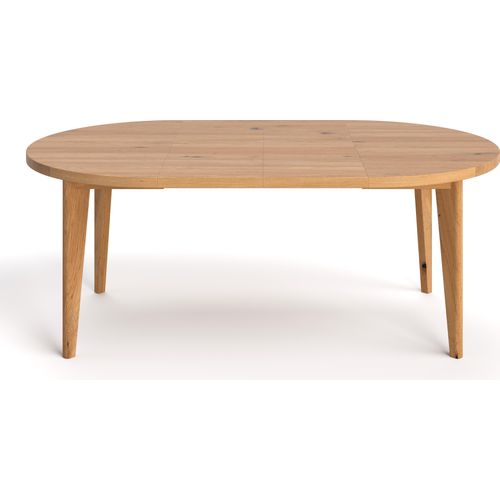 Runder Ausziehbarer Luna-Tisch aus Massivholz, 120 cm + Tischverlängerungen 2x45 cm, Eiche, Skandinavisch