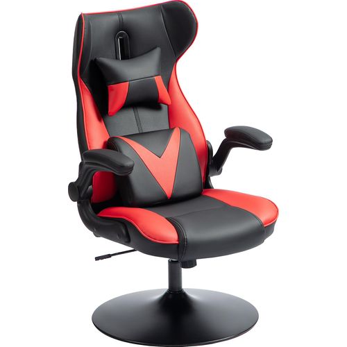 Gaming Stuhl mit Wippenfunktion, ergonomischer Computerstuhl, höhenverstellbar Bürostuhl, drehbar Schreibtischstuhl mit Kopf- und Lendenkissen