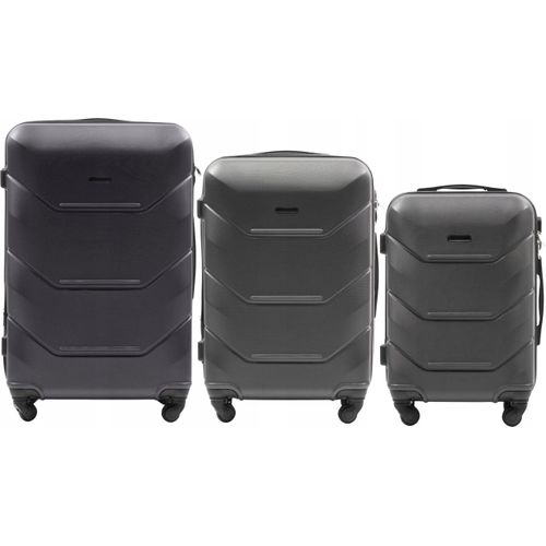 UNLIMITED Reisegepäck-Set: 3 Koffer ABS+ mit 4 Rollen, Grau