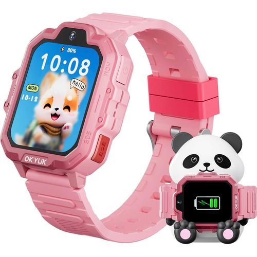 T17 Kinder Smartwatch, 4G mit GPS & Videoanruf, SOS Notruf, Voice Chat, SMS, Schulmodus, Spiele & Panda Ladestation