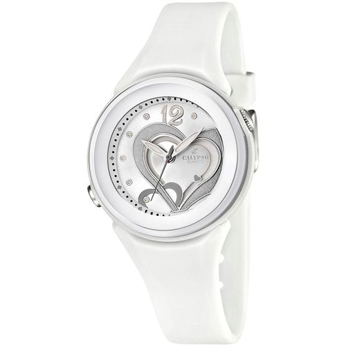 Quarzuhr CALYPSO WATCHES, weiß, Armbanduhren, Damen, Armbanduhr, Damenuhr, mit Herzmotiv, bis 10 bar wasserdicht
