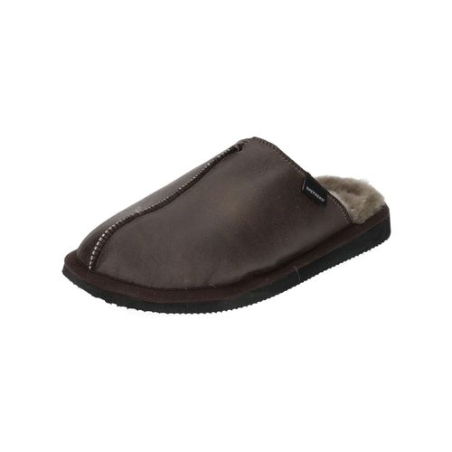 Hausschuh SHEPHERD "Shepherd Hausschuhe Lammfell", Herren, Gr. 43, grau (stone), Lammfell, Schuhe