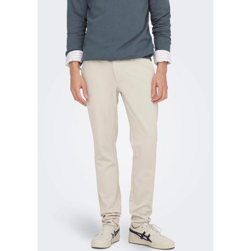 Chinos ONLY & SONS "ONSMARK SLIM GW 0209 PANT NOOS", Herren, Gr. 32, Länge 32, moonstruck, Web, Obermaterial: 64% Viskose, 31% Polyester, 5% Elasthan, unifarben, schmal normal, Hosen