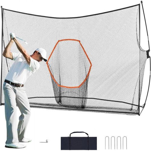 Golf-Übungsnetz 3,2 x 2,1 m - tragbares Golfnetz für Innen- und Außenbereich - persönliche Driving Range mit Zielscheibe und Fiberglasrahmen - ideal für Zuhause