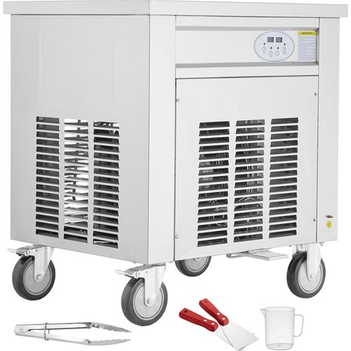 SucceBuy Maschine zum Frittieren von Eisrollen, 19,7 x 19,7 Zoll große quadratische Pfanne, Edelstahl, mit Kompressor und Schaber
