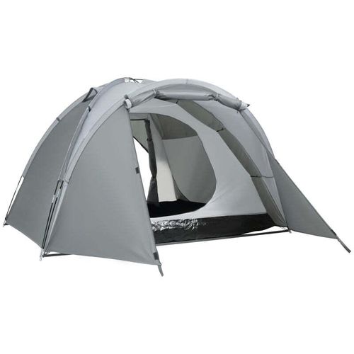 Rootz Zelt – Zelt für 2–3 Personen – Campingzelt – Glasfasertür – mit Reißverschluss-Netzfenster – Polyestergewebe/Netzgewebe – Grau – 350 L x 220 B x 145 H cm