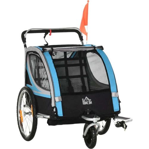 Rootz Kinderanhänger – Kinderwagen – 5-Punkt-Sicherheitsgurt – Universalkupplung – Stahl – Blau – 142 x 75 x 101 cm