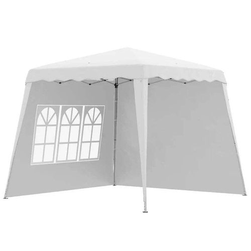 Rootz Faltbare Gartenlaube - Pop Up Pavillon - Faltbarer Pavillon - Inklusive Stern - Tragetasche - Wetterfest - Stahl-Oxford - Weiß - 240 X 240 X 250 Cm