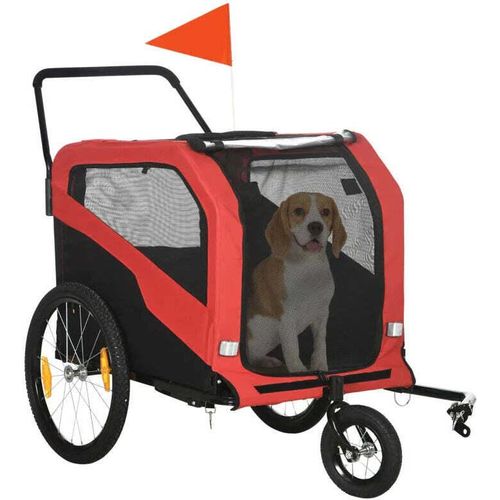 Rootz Kinderfahrradanhänger - Hundemarke - Reißverschlusstüren - Inklusive Reflektoren - Kunststoffabdeckung - 1 Flagge - Stahl-Oxford-Gewebe - Rot - 170 Cm X 77 Cm X 90 Cm