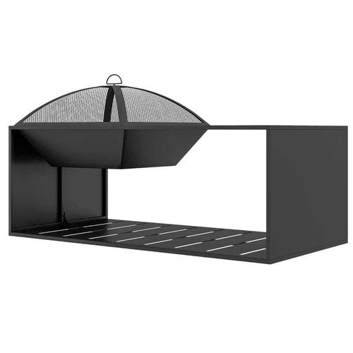 Rootz BBQ Grill - 4 Hauptbrenner - Seitenhaken - 1 Warmhalteplatte - Beistelltisch - Untere Ablage - Gewürzregal - Verzinkter Stahl - Edelstahl - Schwarz-silber - 135L x 53W x 101H cm