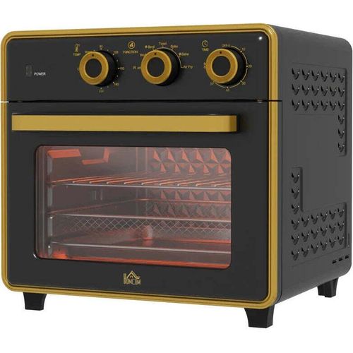 Rootz Mini-Backofen - 20 Liter - ölfreies Braten - Grillen - Backen - Umluft - 90-230° C - Timer - 1400W - Schwarz - 36cm x 37.7cm x 34.5cm