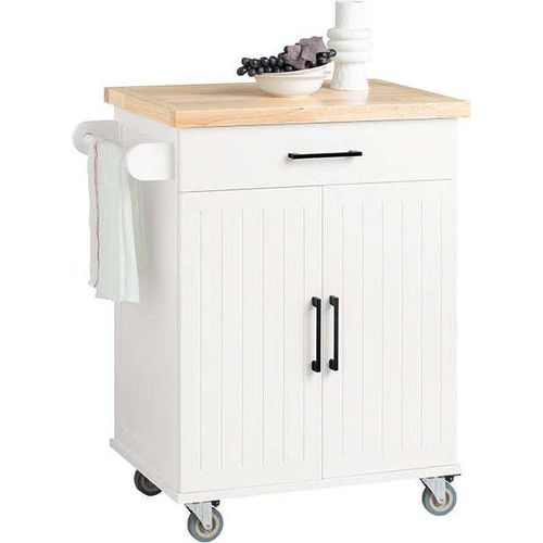 Rootz Küchenwagen - Servierwagen - Mobile Kücheninsel - kratzfeste Gummiholzplatte - verstellbare Einlegeböden - einfache Mobilität mit feststellbaren Rädern - 74.5cm x 91cm x 45.5cm