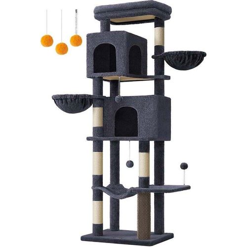 Rootz Cat Scratching Post - Kratzbaum - Katzenmöbel - 3 Etagen - Spanplatte - Plüsch - Sisal - 57cm x 45cm x 175cm