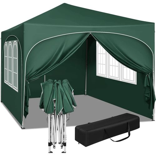 Rootz Ultimate Outdoor Gazebo - Wetterfester Pavillon - Familienzelt - Starker Metallrahmen - UV-Schutz - Einfacher Pop-Up - 3x3m