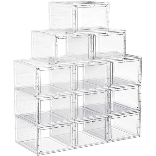 Rootz 12-teiliges Set Schuhkarton-Organizer - Aufbewahrungsbehälter - stapelbare Boxen - PP und ABS Kunststoff - 27cm x 34.5cm x 19cm