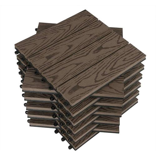 Rootz WPC-Terrassenfliesen - Terrassenfliesen - Bodenbelag für den Außenbereich - Langlebig, umweltfreundlich, einfach zu verlegen - 30cm x 30cm x 1,8cm