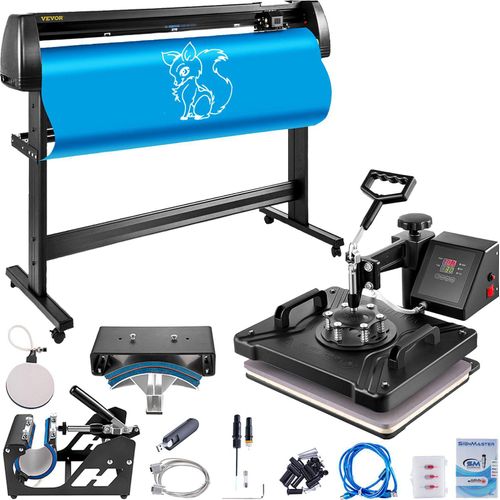 38 x 30 cm Heißpressemaschine 5 In 1 Transferpresse Hitzepressemaschine und 1350 mm Vinyl Schneideplotter Schneideplotter Desktop Maschine