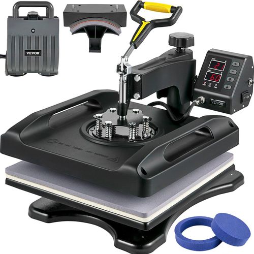 Upgrade 5 in 1 Hitzepresse, 38 x 38 cm Transferpresse, Hitzepresse Maschine, DIY T-Shirtpresse mit Digitaler LED-Temperatur- und Zeitkontrolle für Sublimation Becher T-Shirt Platte Kappe Hut