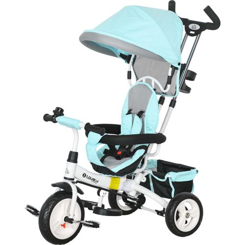 Rootz 6-in-1 Kinder-Dreirad - Kinderwagen Fahrrad - Kleinkind Dreirad - Einstellbare Sicherheitsfunktionen - 95cm x 50cm x 106cm - Blau, Weiß