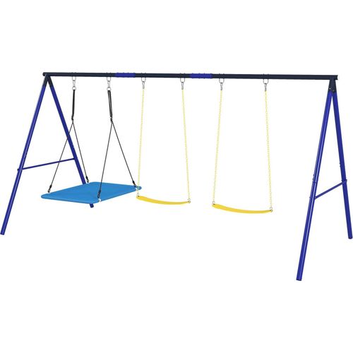 Rootz Swicken 3-Kind-Schaukel - Spielgerät für draußen - Gartenschaukel - Stabiler Stahlrahmen - 365cm x 180cm x 184cm