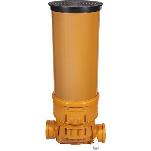 Kontrollschacht Revisionsschacht DN 400/200 mit Rückstauklappe 2 x Ø200 mm Abwasserschacht Komplett Set- Schachtboden + Rohr + Deckel + Gleitmittel