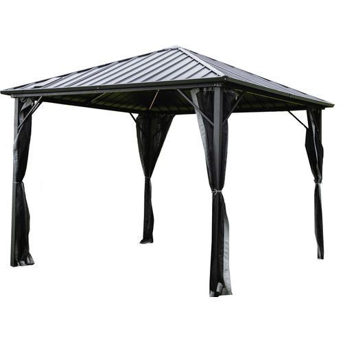 Metall Pavillon 298x298cm Garten Terrassen Überdachung Sonnenschutz Partyzelt
