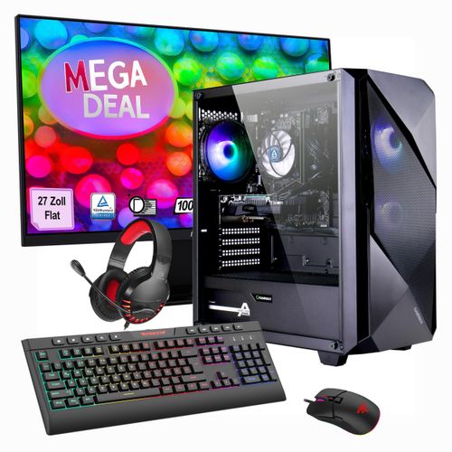 GAMEMAX Gaming PC Striker Komplett Set Ryzen 7 5700X 32GB RAM 1TB SSD RTX 5060 Windows 11 + MSI PRO MP273A Monitor 69cm (27