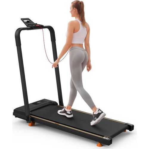 Fitness-Laufband Gehband Q29-1 Mit Handläufen 1-10km/h Orange Laufmaschine Laufbaender Fembedienung LED-Anzeige Klappbares Elektrisches Lauftraining