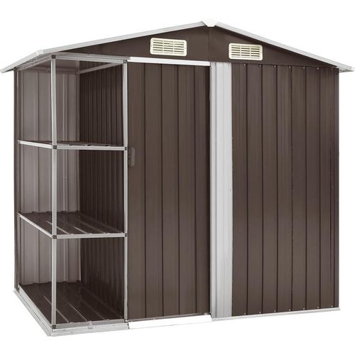 Gartenhaus mit Regal Braun 205x130x183 cm Eisen